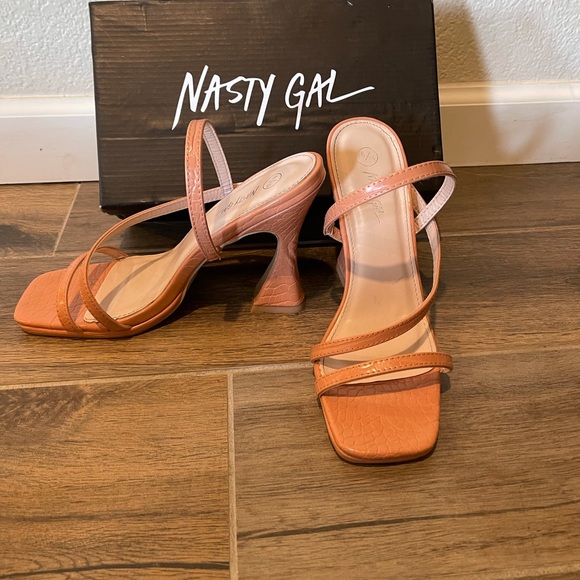 Asymmetric Faux Leather Stiletto Heels - Picture 6 of 6